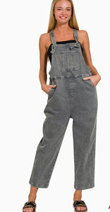 Acid Washed Knot Strap Relax Fit Overalls