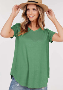 Basic Short Sleeve V Neck Top