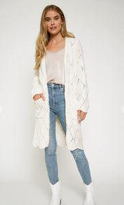 Chenille Long Open Cardigan