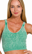 Load image into Gallery viewer, Washed Ribbed Cropped Bra Padded Tank