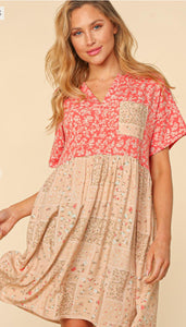 Plus Ditzy Floral Print Short Sleeve Dress