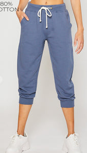 Cotton Terry Relaxed Fit Capri Jogger Pants
