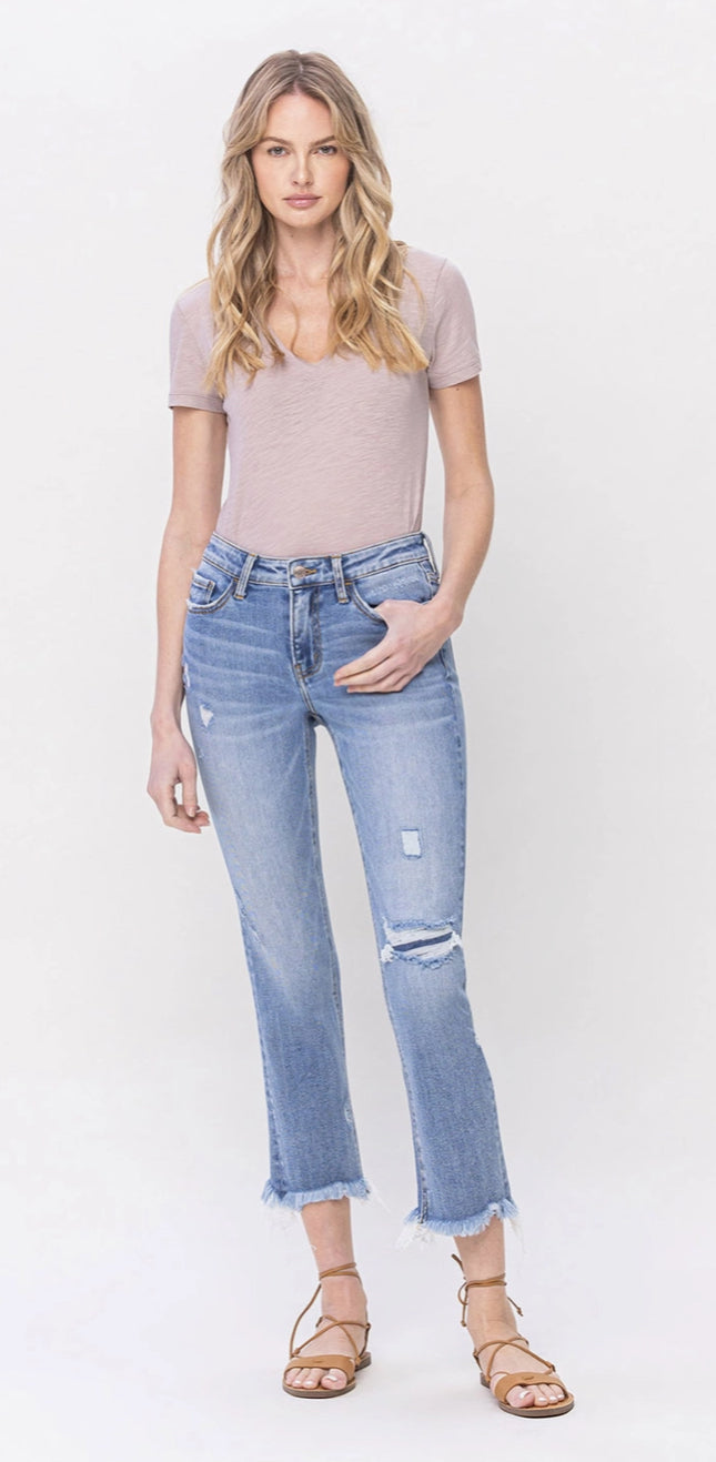 Mid Rise Crop Slim Straight Lovervet Jeans