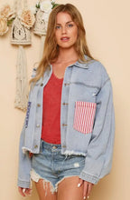 Load image into Gallery viewer, American Flag Denim Jacket