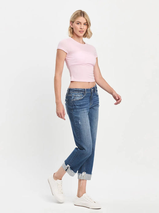 Fiery Mid Rise Cuffed Boyfriend Lovervet Jeans