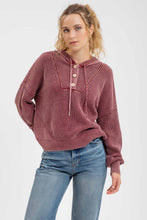 Load image into Gallery viewer, Hooded Henley Knit Sweater