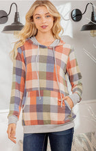 Load image into Gallery viewer, Plus Long Sleeve Plaid Hooded Top