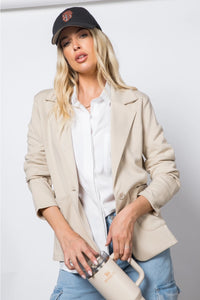 Ponte One Button Front /W Patch Pocket Blazer