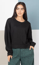 Load image into Gallery viewer, Raw Edge Detail Oversized Waffle Knit Top