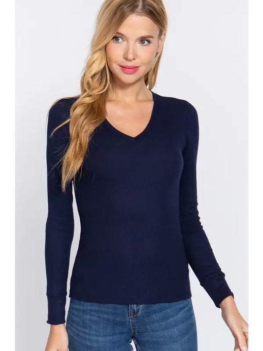 Long Sleeve V-Neck Top