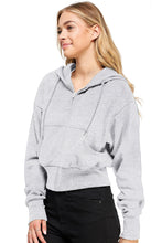 Load image into Gallery viewer, FLEECE OVERSIZED CROP ZIP UP HOODIE