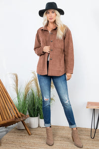 Suede Oversized Shacket with Pockets