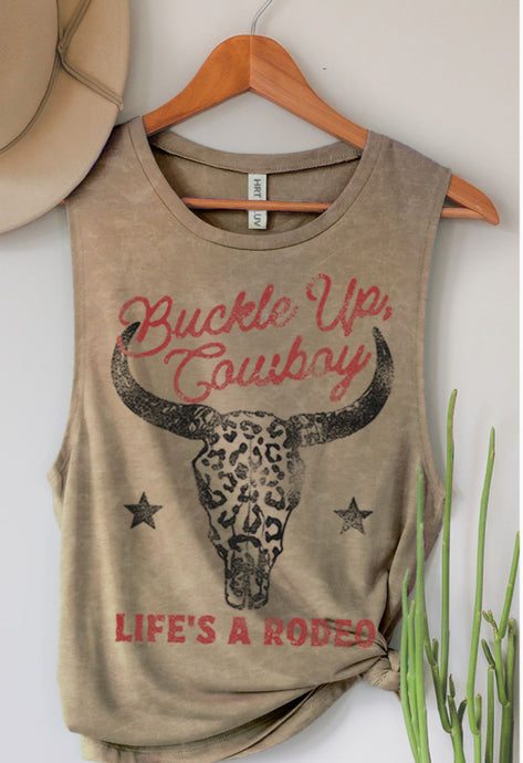 Buckle Up Cowboy Graphic Tank