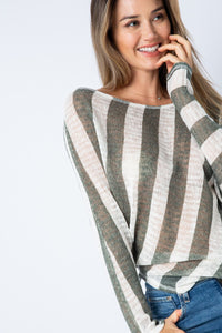 Knit Off the Shoulder Stripe Top