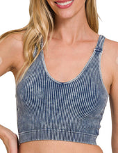 Load image into Gallery viewer, Washed Ribbed Cropped Bra Padded Tank