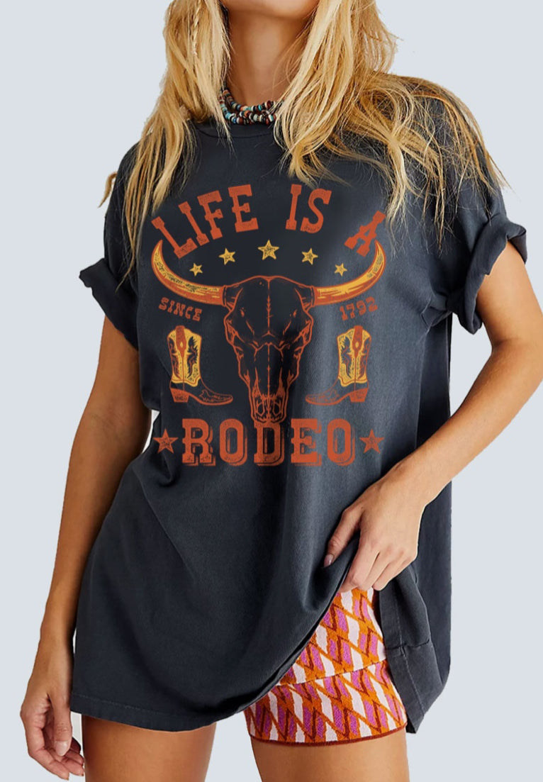 Life Is A Rodeo Oversized Graphic Tee