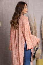 Load image into Gallery viewer, Orange Dusty Floral Ruffle Sleeve Kimono