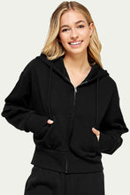 Load image into Gallery viewer, FLEECE OVERSIZED CROP ZIP UP HOODIE