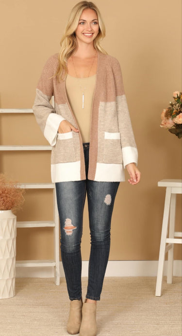 Plus Contrast Knit Cardigan