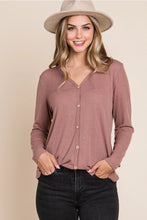 Load image into Gallery viewer, Rib Knit Button Detail Top