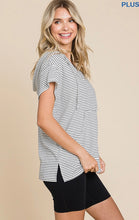 Load image into Gallery viewer, Plus Oversized Short Sleeve Striped Hoodie
