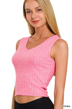 Load image into Gallery viewer, RIBBED SCOOP NECK CROPPED SLEEVELESS TOP