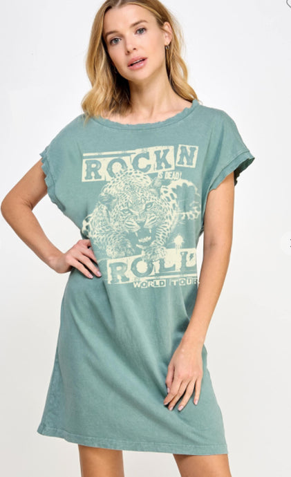 Rock & Roll Leopard Graphic Mini Dress