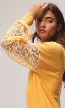 Load image into Gallery viewer, Slub Rib Knit Top with Lace