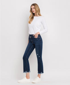 High Rise Crossover Waistband Kick Flare Jeans