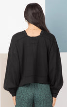 Load image into Gallery viewer, Raw Edge Detail Oversized Waffle Knit Top