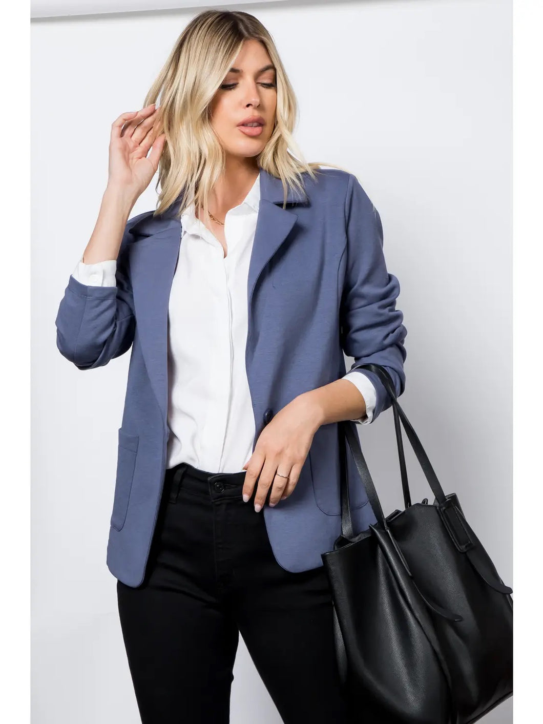 Ponte One Button Patch Pocket Blazer