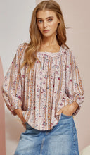 Load image into Gallery viewer, Plus Floral Long Sleeve Keyhole Back Top