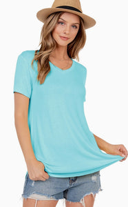 Basic Short Sleeve V Neck Top