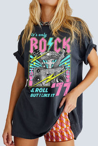 Rock N Roll Guitar Oversized Graphic Tee