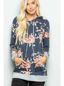 Plus Floral Contrast Hoodie