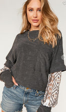 Load image into Gallery viewer, Plus Distressed Ethnic Thumbhole Sleeve Top