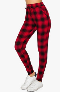 Buttery Soft Plaid Print Joggers