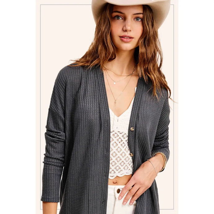 Soft Waffle Button Down Cardigan