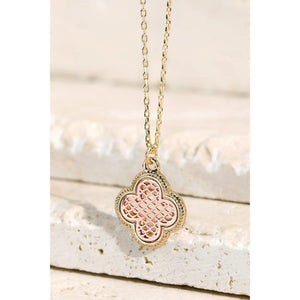 Brass Two Tone Clover Necklace