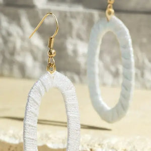 Metallic Threaded Oval Drop Earrings