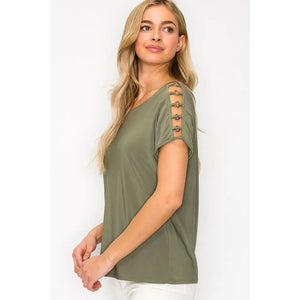 Hardware Caging Shoulder Dolman Sleeve Top
