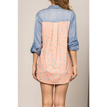 Load image into Gallery viewer, Collared Long Sleeve Cactus Print Contrast Top