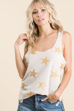 Load image into Gallery viewer, SLEEVELESS STAR FOIL PRINT THERMAL KNIT TANK