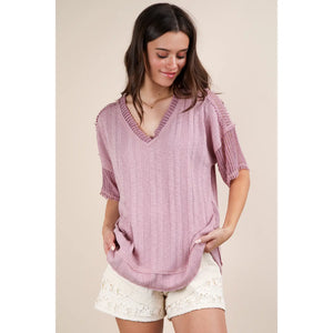 PLUS Size Oversized Contrast Knit Comfy Casual Top