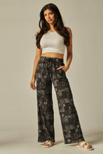 Load image into Gallery viewer, Bohemian Print Rib Drawstring Pocket Wide Leg Pant