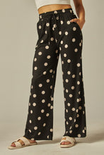 Load image into Gallery viewer, Polka dot Print Rib Drawstring Pocket Wide Pants