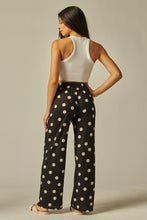 Load image into Gallery viewer, Polka dot Print Rib Drawstring Pocket Wide Pants