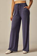Load image into Gallery viewer, Stretchy Ribbed Drawstring Pocket Wide Leg Pants