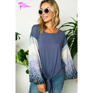 Tie Dye Ombre Mix Wide Sleeve Plus Top