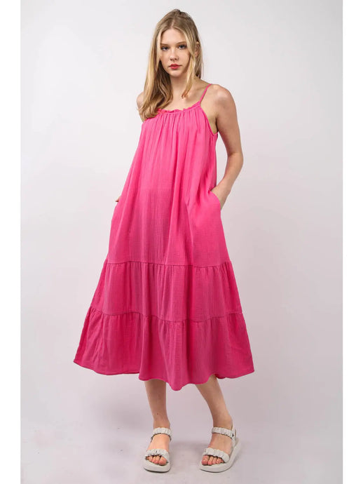 Cotton Gauze A-Line Midi Dress